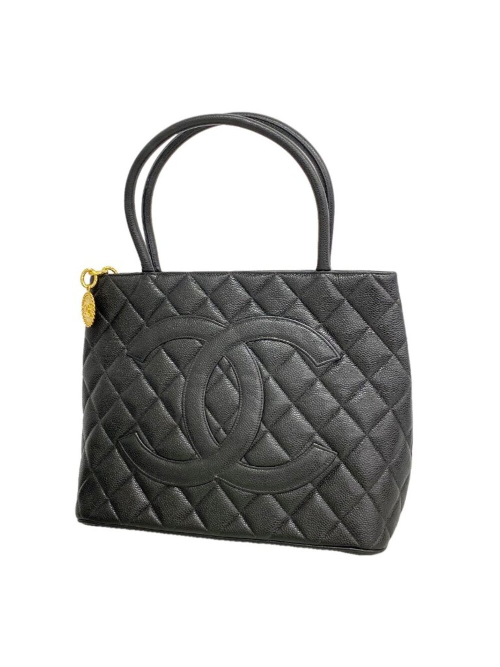 Chanel Tote Bag Reissue Caviar Leather Black Gold
